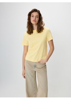 Reserved - T-shirt z merceryzowanej bawełny - jasnożółty ze sklepu Reserved w kategorii Bluzki damskie - zdjęcie 173725067