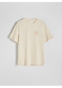 Reserved - T-shirt relaxed z nadrukiem - beżowy ze sklepu Reserved w kategorii T-shirty męskie - zdjęcie 173725477