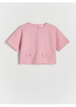 Reserved - Tweedowa bluzka - różowy ze sklepu Reserved w kategorii Bluzki dziewczęce - zdjęcie 173725635