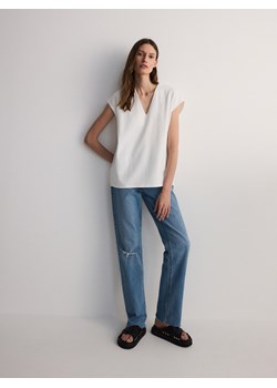Reserved - Bawełniany t-shirt - biały ze sklepu Reserved w kategorii Bluzki damskie - zdjęcie 173725677