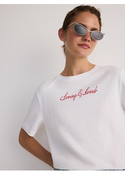 Reserved - T-shirt z nadrukiem - biały ze sklepu Reserved w kategorii Bluzki damskie - zdjęcie 173725686