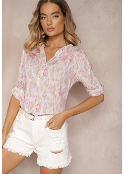Różowa Wiskozowa Bluzka o Koszulowym Kroju z Długim Rękawem Emanulla ze sklepu Renee odzież w kategorii Koszule damskie - zdjęcie 173726675