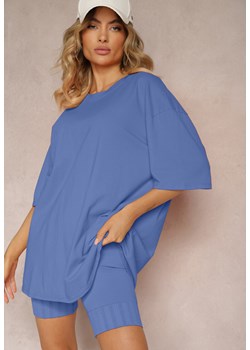 Niebieski T-shirt z Krótkim Rękawem z Bawełny Bavima ze sklepu Renee odzież w kategorii Bluzki damskie - zdjęcie 173726815