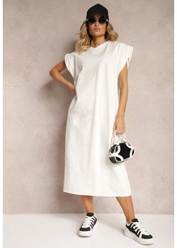 Biała Sukienka T-shirtowa z Krótkimi Szerokimi Rękawami Arisea ze sklepu Renee odzież w kategorii Sukienki - zdjęcie 173726955