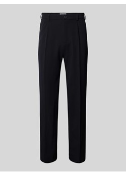 Spodnie z zakładkami w pasie o kroju regular fit w kant model ‘LUCIANO’ ze sklepu Peek&Cloppenburg  w kategorii Spodnie męskie - zdjęcie 173728968