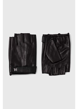 Karl Lagerfeld mitenki skórzane męskie kolor czarny 245M3601 ze sklepu ANSWEAR.com w kategorii Rękawiczki męskie - zdjęcie 173729949