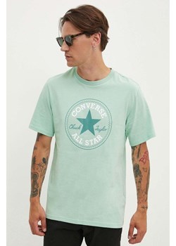Converse t-shirt bawełniany kolor zielony z nadrukiem 10025459-A29 ze sklepu ANSWEAR.com w kategorii T-shirty męskie - zdjęcie 173730078