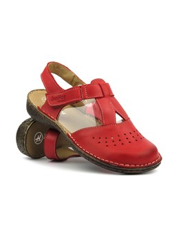 Skórzane sandały damskie na platformie - HELIOS Komfort 128, czerwone ze sklepu ulubioneobuwie w kategorii Sandały damskie - zdjęcie 173730169