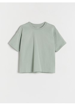 Reserved - Bawełniany t-shirt - oliwkowy ze sklepu Reserved w kategorii Bluzki dziewczęce - zdjęcie 173730629