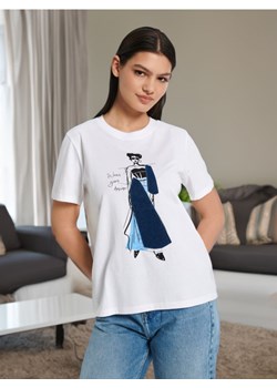 Sinsay - Koszulka z nadrukiem - biały ze sklepu Sinsay w kategorii Bluzki damskie - zdjęcie 173734438