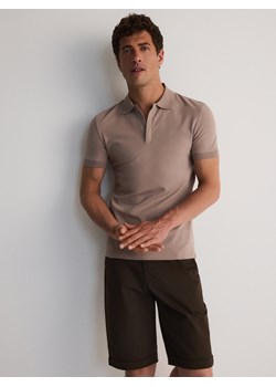 Reserved - Bawełniana koszulka polo slim - złamana biel ze sklepu Reserved w kategorii T-shirty męskie - zdjęcie 173734818