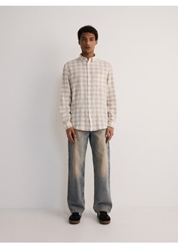 Reserved - Koszula regular fit w kratę - beżowy ze sklepu Reserved w kategorii Koszule męskie - zdjęcie 173735736