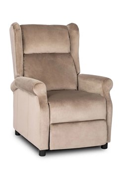 Beżowy rozkładany fotel welurowy uszak - Alvo ze sklepu Edinos.pl w kategorii Fotele - zdjęcie 173736285