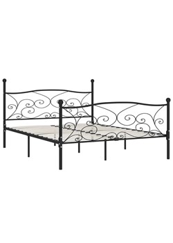 Czarne metalowe łóżko ze zdobieniami 200x200 cm - Donner ze sklepu Edinos.pl w kategorii Łóżka i materace - zdjęcie 173736496