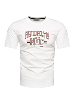 Koszulka bawełniana męska t-shirt z printem biały Recea ze sklepu Recea.pl w kategorii T-shirty męskie - zdjęcie 173737817