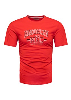 Koszulka bawełniana męska t-shirt z printem czerwony Recea ze sklepu Recea.pl w kategorii T-shirty męskie - zdjęcie 173737819