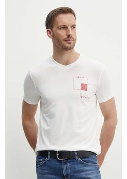 Armani Exchange t-shirt męski kolor beżowy z nadrukiem ze sklepu ANSWEAR.com w kategorii T-shirty męskie - zdjęcie 173738169