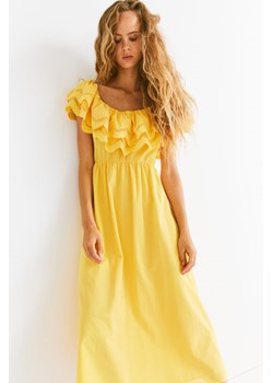 H & M - Bawełniana sukienka z odkrytymi ramionami - Żółty ze sklepu H&M w kategorii Sukienki - zdjęcie 173739278