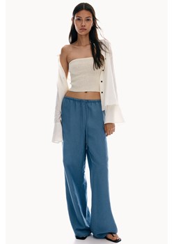 H & M - Spodnie z domieszką lnu - Niebieski ze sklepu H&M w kategorii Spodnie damskie - zdjęcie 173739279
