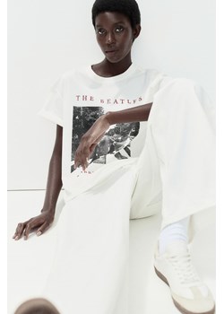 H & M - Obszerny T-shirt z nadrukiem - Biały ze sklepu H&M w kategorii Bluzki damskie - zdjęcie 173739359