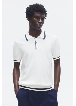 H & M - Dzianinowy top polo Slim Fit - Biały ze sklepu H&M w kategorii T-shirty męskie - zdjęcie 173739385