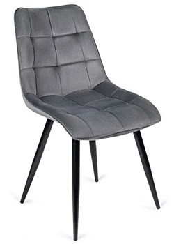 Szare welurowe krzesło do stołu - Vano ze sklepu Edinos.pl w kategorii Krzesła - zdjęcie 173744056