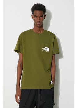 The North Face t-shirt bawełniany M Berkeley California Pocket S/S Tee męski kolor zielony z nadrukiem NF0A87U2PIB1 ze sklepu PRM w kategorii T-shirty męskie - zdjęcie 173745469