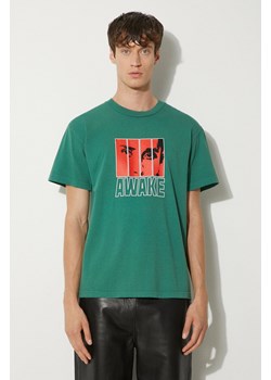 Awake NY t-shirt bawełniany Vegas T Shirt męski kolor zielony z nadrukiem SP24-TS006 ze sklepu PRM w kategorii T-shirty męskie - zdjęcie 173745489