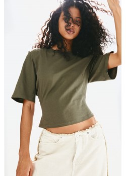 H & M - T-shirt z watowanymi ramionami - Zielony ze sklepu H&M w kategorii Bluzki damskie - zdjęcie 173745499