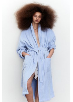H & M - Szlafrok z bawełnianej frotte - Niebieski ze sklepu H&M w kategorii Szlafroki damskie - zdjęcie 173745715