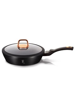 Czarna patelnia ze szklaną pokrywą 24 cm Z9-L87 ze sklepu Edinos.pl w kategorii Naczynia - zdjęcie 173747195