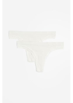 H & M - Bezszwowe figi thong 2-pak - Biały ze sklepu H&M w kategorii Majtki damskie - zdjęcie 173747999