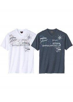 Zestaw 2 koszulek z dekoltem w serek Saharian ze sklepu Atlas For Men w kategorii T-shirty męskie - zdjęcie 173748427