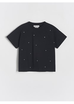 Reserved - T-shirt z aplikacją - czarny ze sklepu Reserved w kategorii Bluzki dziewczęce - zdjęcie 173748818