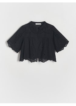 Reserved - Ażurowa koszula z bawełny - czarny ze sklepu Reserved w kategorii Koszule dziewczęce - zdjęcie 173749969
