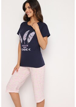 Granatowy Komplet Piżamowy Vimerie ze sklepu Born2be Odzież w kategorii Piżamy damskie - zdjęcie 173750107