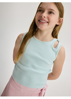 Reserved - Top z wycięciami - jasnoturkusowy ze sklepu Reserved w kategorii Bluzki dziewczęce - zdjęcie 173751889