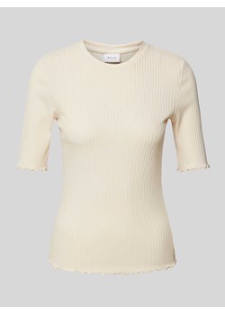 T-shirt z prążkowaniem model ‘ABENSI’ ze sklepu Peek&Cloppenburg  w kategorii Bluzki damskie - zdjęcie 173753017