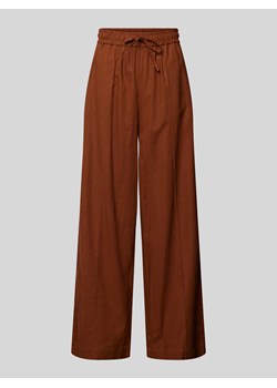 Spodnie lniane z szeroką nogawką z przeszytym kantem model ‘Leena’ ze sklepu Peek&Cloppenburg  w kategorii Spodnie damskie - zdjęcie 173753076