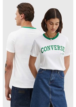 Converse t-shirt bawełniany kolor beżowy z nadrukiem 10026365-A01 ze sklepu ANSWEAR.com w kategorii T-shirty męskie - zdjęcie 173755256