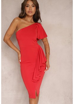 Czerwona Asymetryczna Sukienka Bodycon z Falbanami na Jedno Ramię Imelia ze sklepu Renee odzież w kategorii Sukienki - zdjęcie 173755417