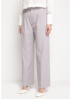 Jasnoszare Szerokie Spodnie z Przeszyciami Elyssia ze sklepu Born2be Odzież w kategorii Spodnie damskie - zdjęcie 173757436