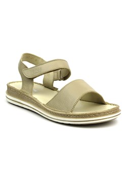 Skórzane sandały damskie - HELIOS Komfort 127, ecru ze sklepu ulubioneobuwie w kategorii Sandały damskie - zdjęcie 173758148