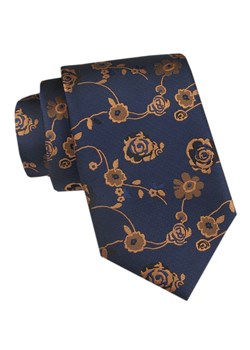 Męski Krawat - Angelo di Monti - Niebieski w Złote Róże KRADM2170 ze sklepu JegoSzafa.pl w kategorii Krawaty - zdjęcie 173758335