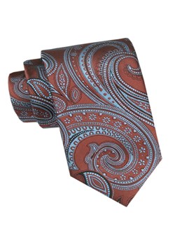 Męski Krawat - Angelo di Monti - Niebiesko-Miedziany z Orientalnym Wzorem KRADM2173 ze sklepu JegoSzafa.pl w kategorii Krawaty - zdjęcie 173758339