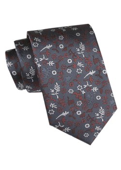 Męski Krawat - Angelo di Monti - Szary, Białe i Brązowe Gałązki KRADM2159 ze sklepu JegoSzafa.pl w kategorii Krawaty - zdjęcie 173758349
