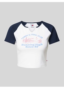 T-shirt krótki o kroju slim fit z detalem z logo model ‘VINTAGE PREP’ ze sklepu Peek&Cloppenburg  w kategorii Bluzki damskie - zdjęcie 173760357