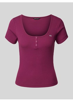 T-shirt o kroju slim fit z okrągłym dekoltem model ‘HENLEY’ ze sklepu Peek&Cloppenburg  w kategorii Bluzki damskie - zdjęcie 173760366
