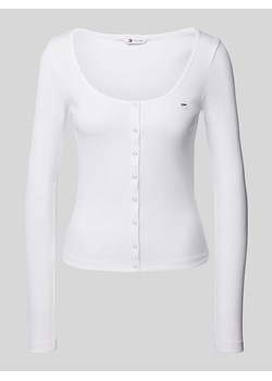 Bluzka o kroju slim fit z długim rękawem i okrągłym dekoltem model ‘BUTTON THRU’ ze sklepu Peek&Cloppenburg  w kategorii Bluzki damskie - zdjęcie 173760548