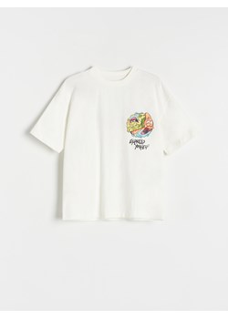 Reserved - T-shirt oversize SpongeBob - złamana biel ze sklepu Reserved w kategorii T-shirty chłopięce - zdjęcie 173763966